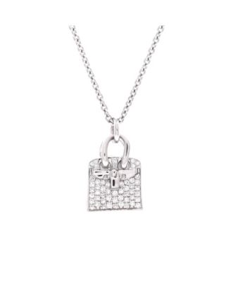 Birkin Amulette Pendant Necklace 18K White Gold and Diamonds, 15.5"