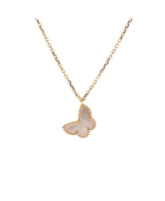  Sweet Alhambra Butterfly Pendant Necklace 18K Gold and Mother of Pearl, 15.75"