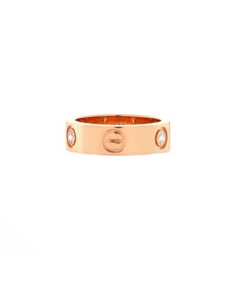  Love 3 Diamonds Band Ring 18K Rose Gold with Diamonds