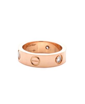  Love 3 Diamonds Band Ring 18K Rose Gold with Diamonds