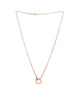  2 Diamonds Love Pendant Necklace 18K Rose Gold and Diamonds, 16.25"