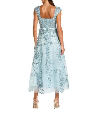 Floral Embroidered Sweetheart Neckline Dress