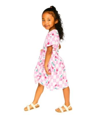  Girls' Organic Cotton Jersey Cherries Short Sleeve Dress - Big Kid