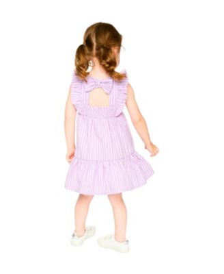  Girls' Sleeveless Flutter Ruffles Striped Dress - Baby