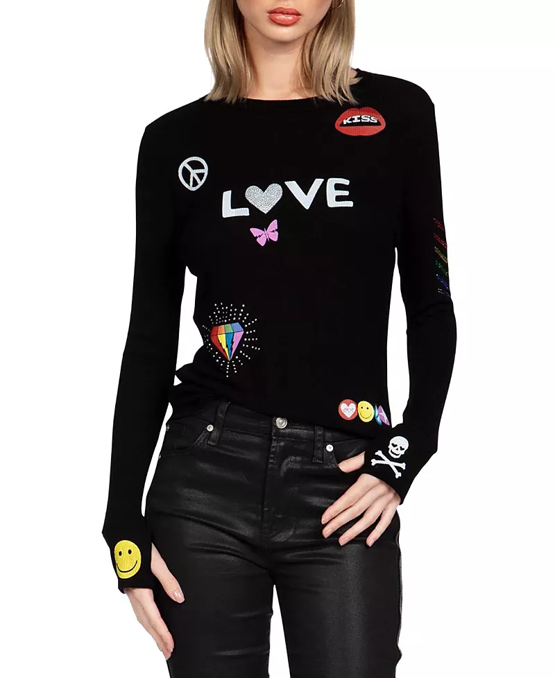 Lauren Moshi Mckinley #1 Love Color Crystal & Stud Embellishments Top