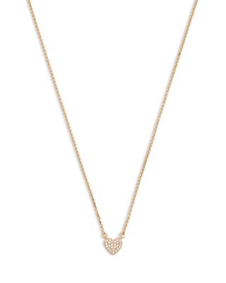 Yours Truly Pav&eacute; Heart Mini Pendant Necklace, 17"-20"