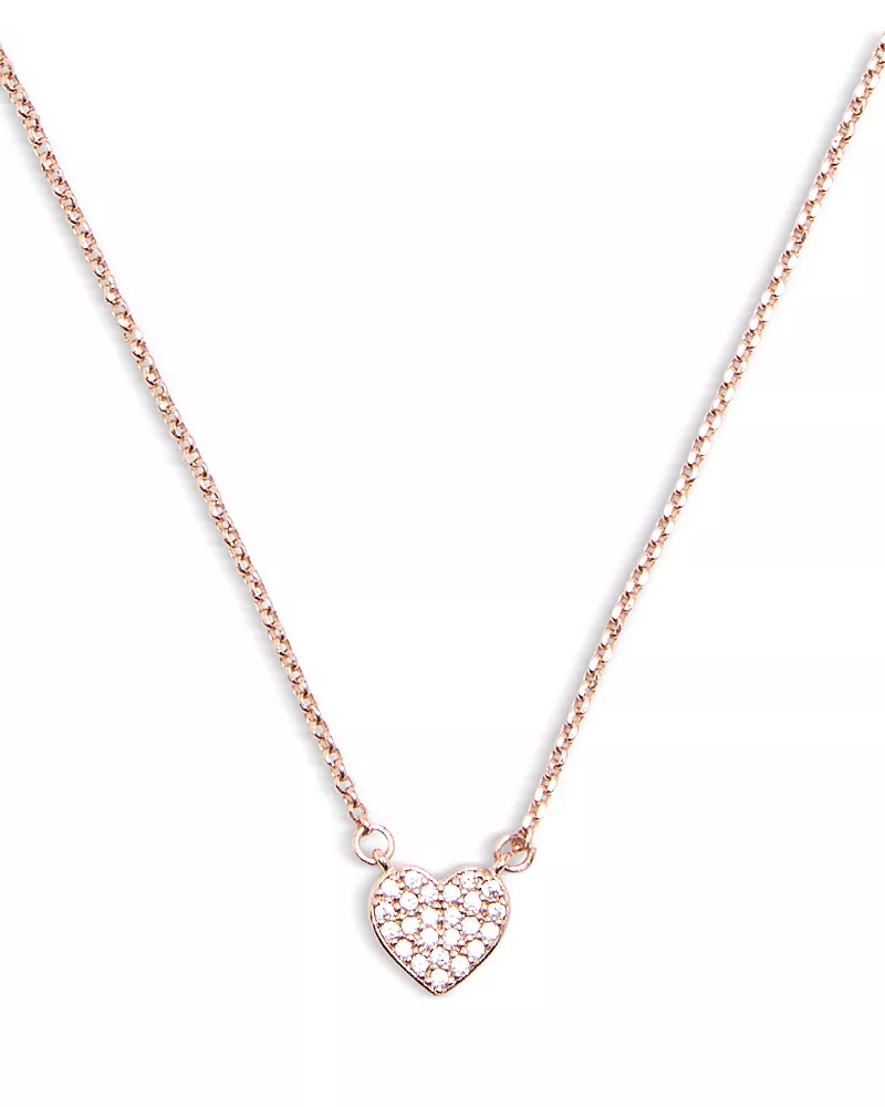 kate spade new york Yours Truly Pave Heart Mini Pendant Necklace, 17