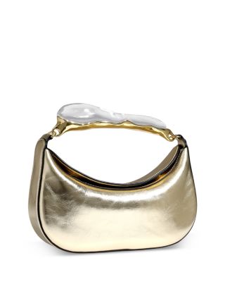 Water Stone Handle Leather Handbag