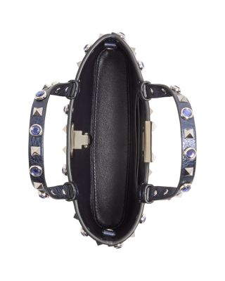 Mini Rockstud & Rhinestone Leather Shoulder Bag