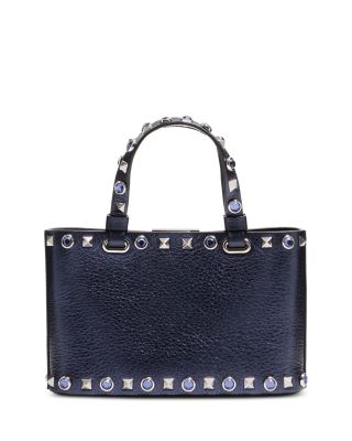 Mini Rockstud & Rhinestone Leather Shoulder Bag