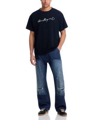 Rip Panel Regular Straight Fit Jeans in Blue