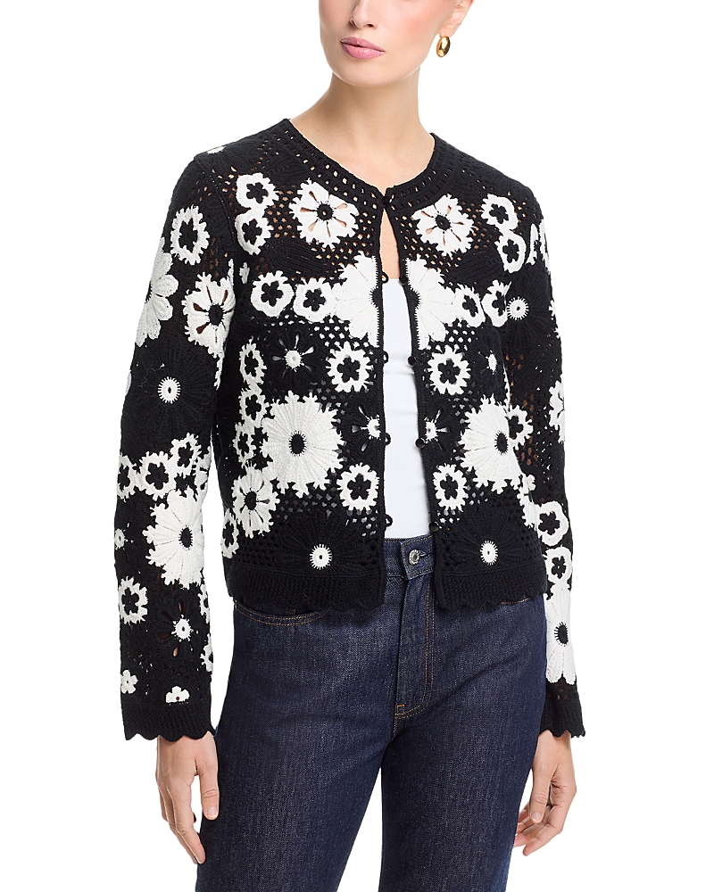 Aqua Crochet Flower Cardigan Sweater - Exclusive