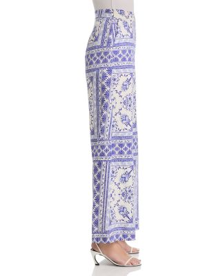 Floral Border Mosaic Halter Top & Wide Leg Pants Set -Exclusive