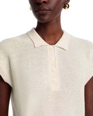 Knit Cap Sleeve Polo Top