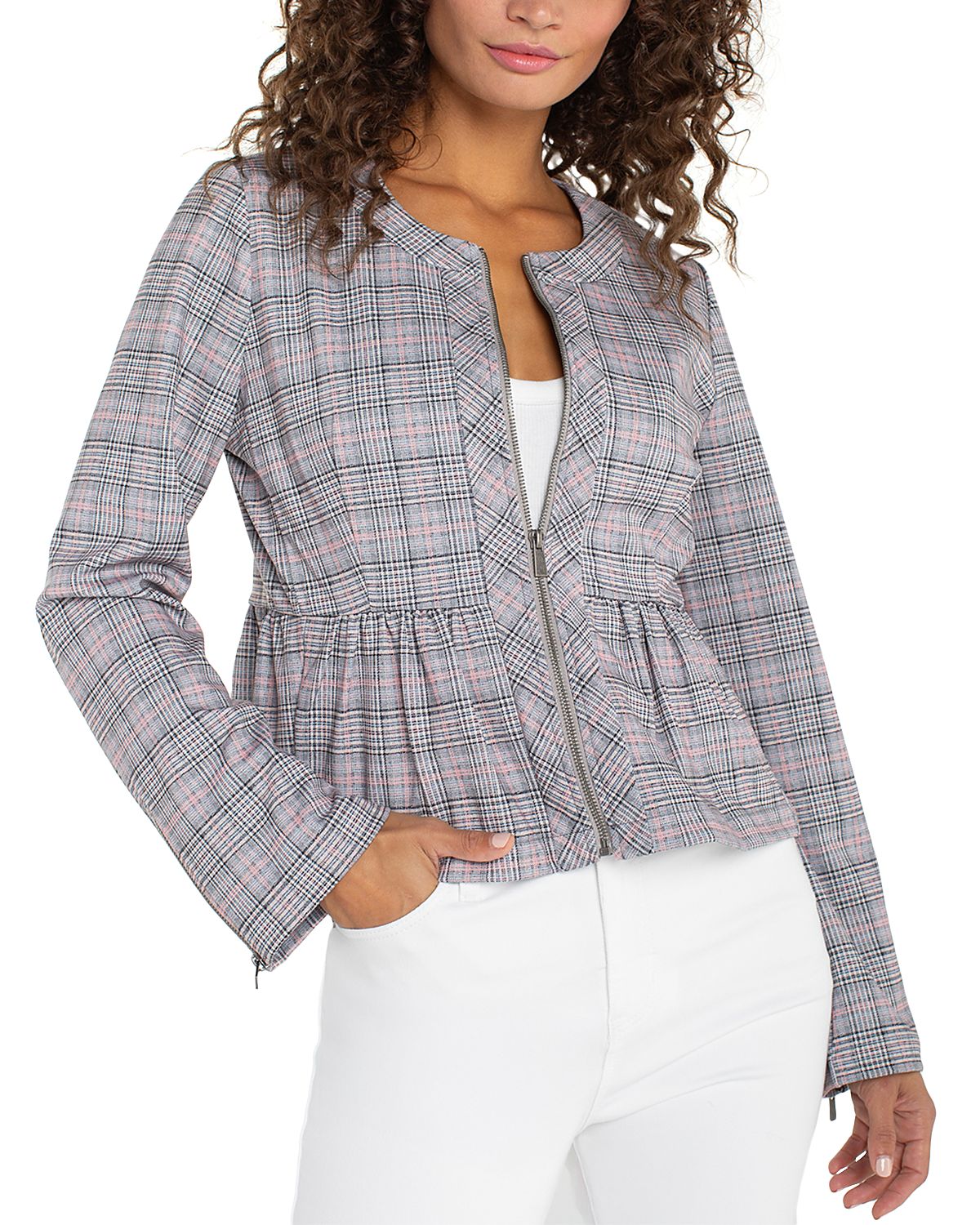 Liverpool Los Angeles Plus Zip Front Peplum Jacket