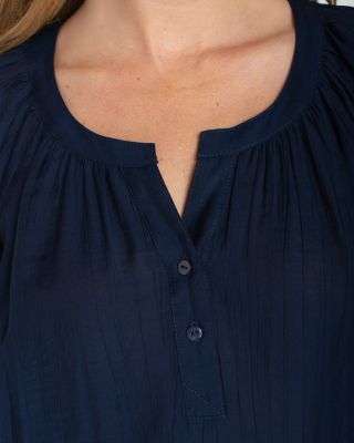 Short Sleeve Half Placket Woven Blouse