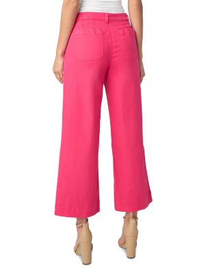 Crop Wide Leg Jeans in Bright Pink