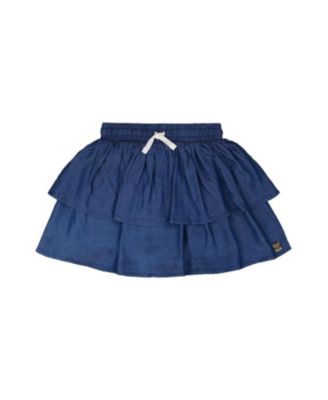 Girls' Elastic Waist drawstring Chambray Skort - Big Kid