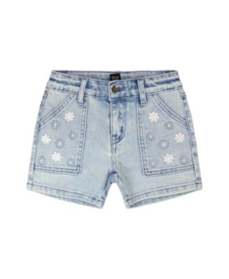 Girls' Embroidered Daisies Denim Shorts - Little Kid