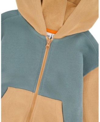Boys' Long Sleeve Ribbed Trims Hooded French Terry Cardigan - Little Kid, Big Kid