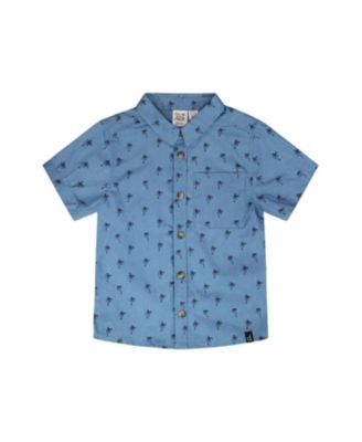 Boys' Short Sleeve Palm Print Chambray Shirt - Baby