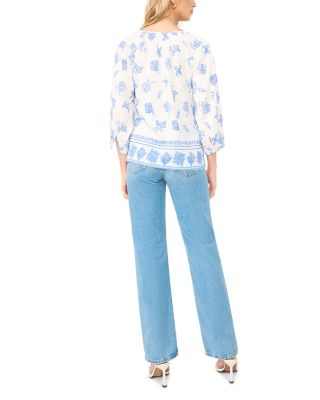 Tie Neck Peasant Sleeve Blouse