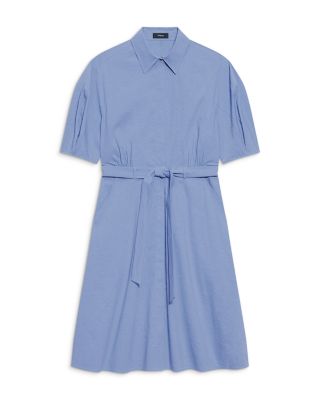 Round Sleeve Belted Shirt Dress