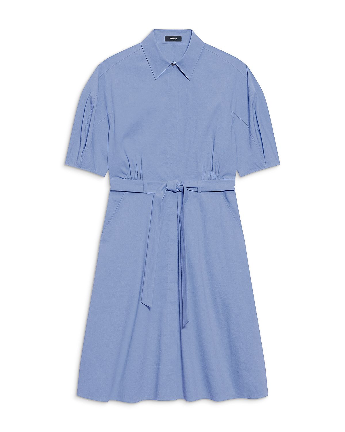 Theory Round Sleeve Belted Shirt Dress