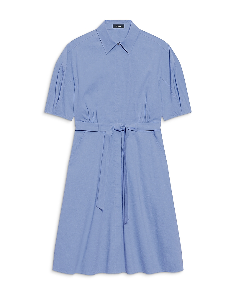 Theory Round Sleeve Belted Shirt Dress