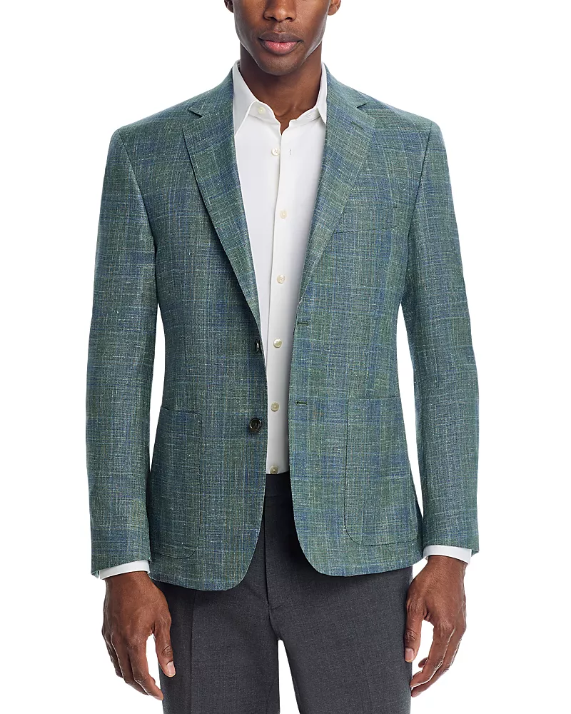 The Men's Store at Bloomingdale's Loro Piana Fabric Wool, Silk, & Linen Plaid Unstructured Regular Fit Sport Coat - Exclusive