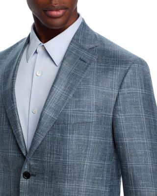 Loro Piana Fabric Wool, Silk, & Linen Windowpane Unstructured Regular Fit Sport Coat - Exclusive