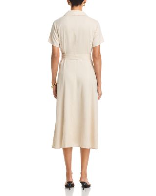 Belted Short Sleeve Midi Dress