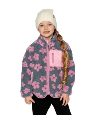 Girls' Sherpa Long Sleeve Flowers Jacket - Baby