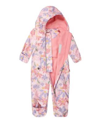 Girls' Mid-Season One-Piece Flower Print Outerwear with Hat - Baby