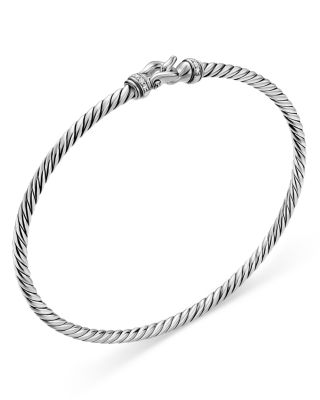 Micro Cable Flex&reg; Buckle Bracelet in Sterling Silver with Diamonds, 2.6mm