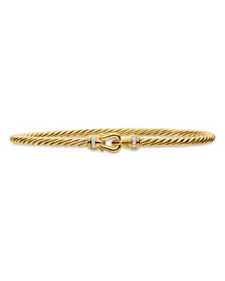 Micro Cablespira&reg; Flex Buckle Bracelet in 18K Yellow Gold with Diamonds, 2.6mm