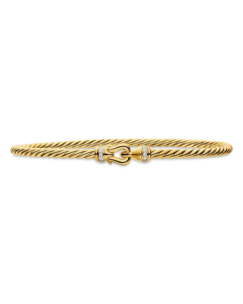 Micro Cablespira Flex Buckle Bracelet in 18K Yellow Gold with Diamonds, 2.6mm