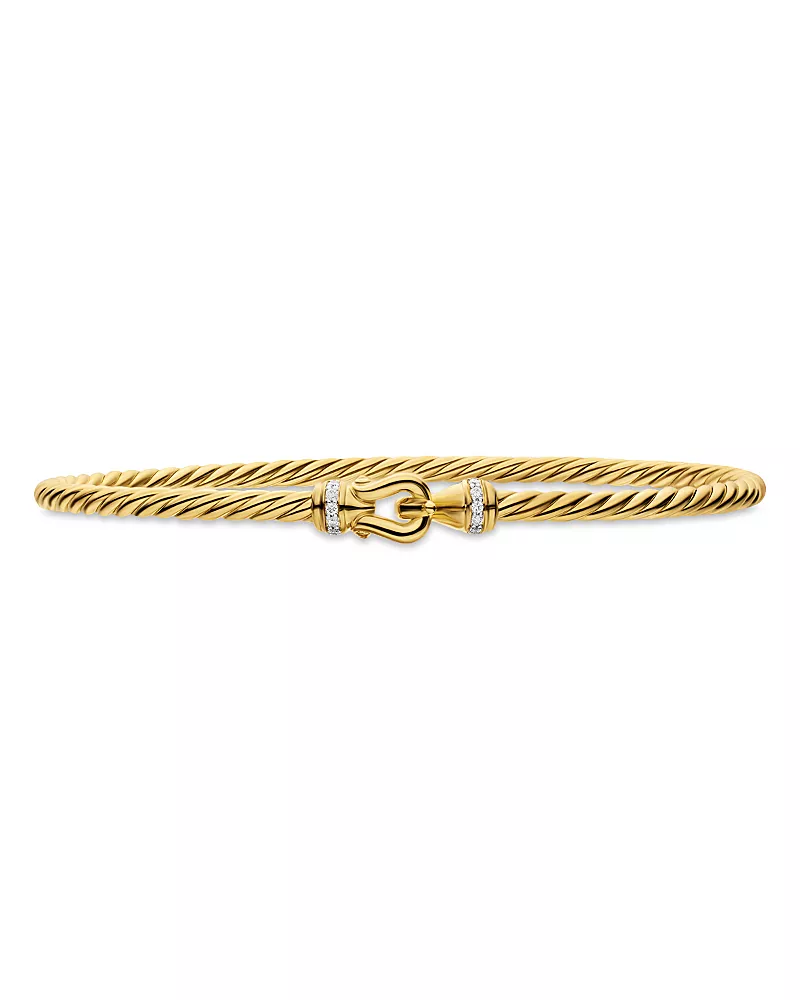 Micro Cablespira Flex Buckle Bracelet in 18K Yellow Gold with Diamonds, 2.6mm