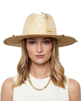 Chain Strap Straw Fedora 