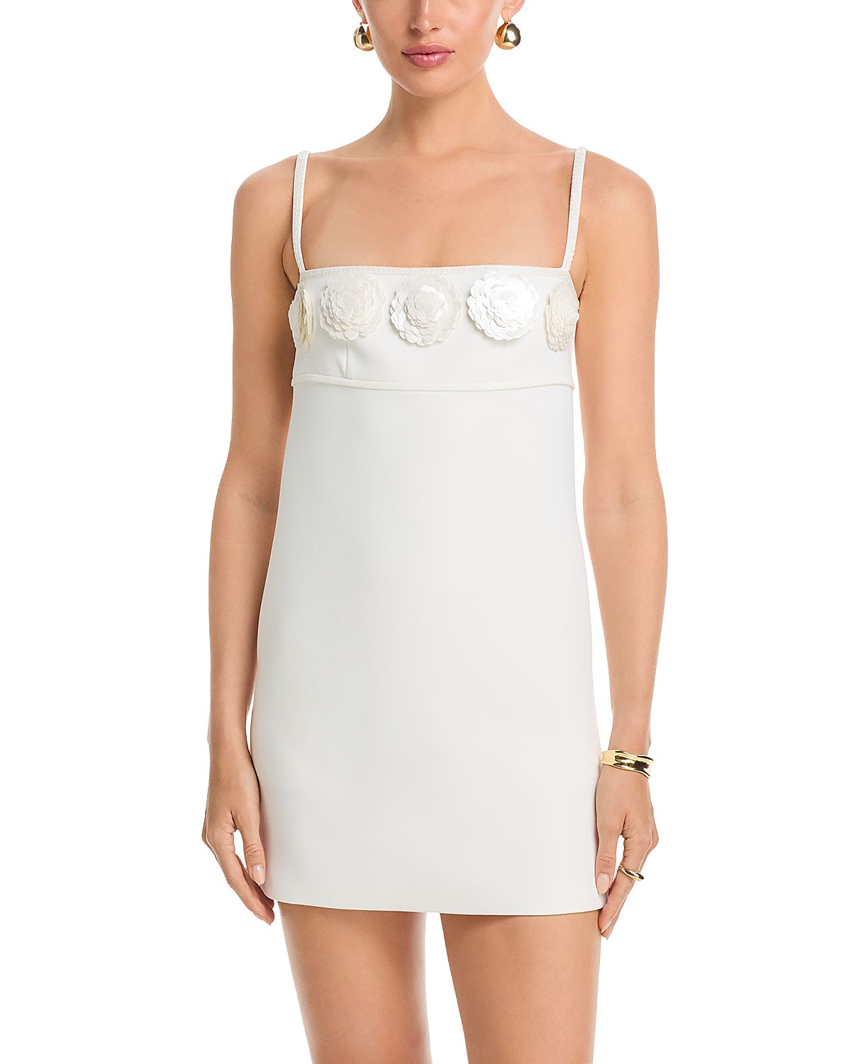 Self-Portrait Crepe 3D Sequin Flower Mini Dress