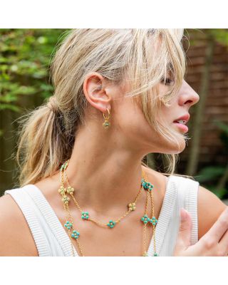 Berry Clover Turquoise Hoop Earrings