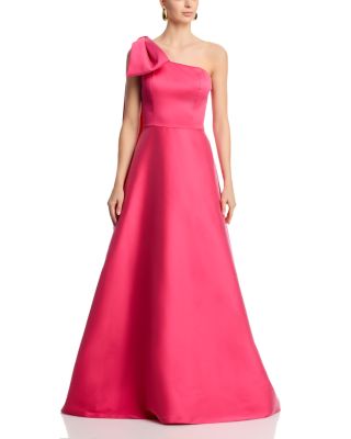Mikado Bow One Shoulder Gown