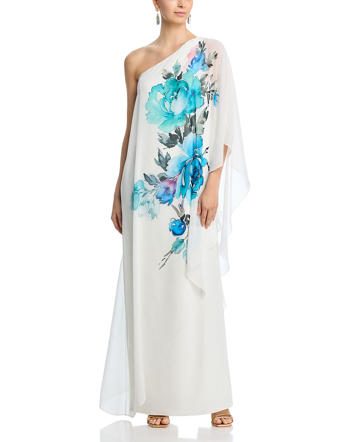 Teri Jon by Rickie Freeman One Shoulder Column Gown
