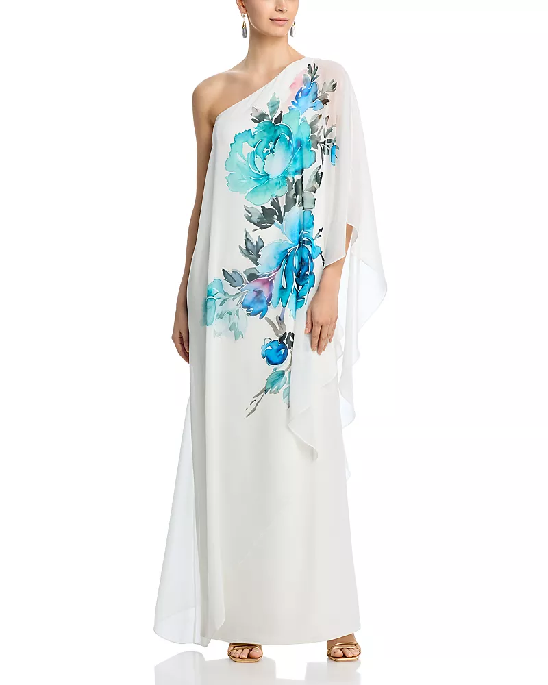 Teri Jon by Rickie Freeman One Shoulder Column Gown
