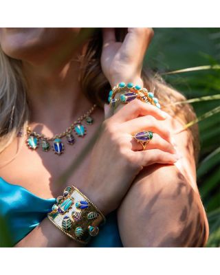 Malachite & Amethyst Scarab Grande Ring