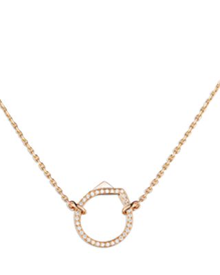 18K Rose Gold Antifer Diamond V Ring Pendant Necklace, 16.5-17.7"
