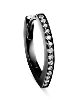 18K Gold Antifer Diamond V Shape Single Hoop Earring