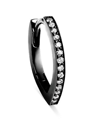 18K Gold Antifer Diamond V Shape Single Hoop Earring