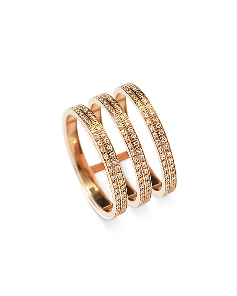 Repossi 18K Rose Gold Berbere Diamond Triple Row Ring