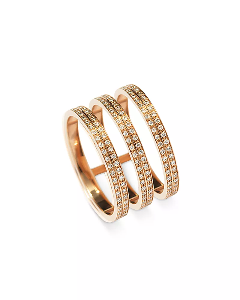 Repossi 18K Rose Gold Berbere Diamond Triple Row Ring